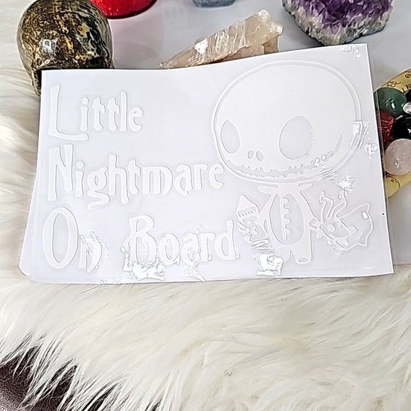 Vinyl Car Truck Window Decal ✦ Little Nightmare On Board White Sticker 8x5 NWT - Picture 3 of 10